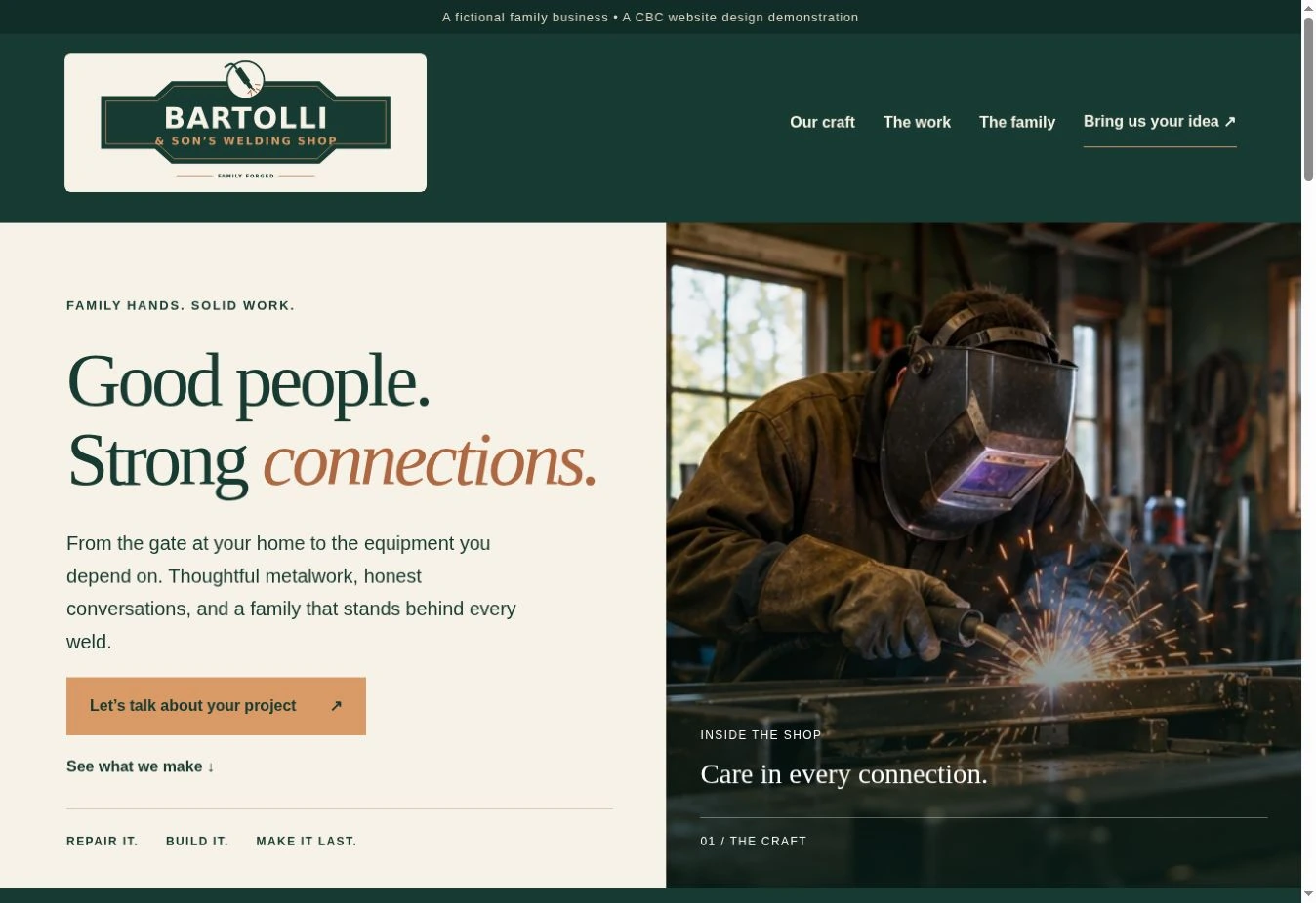 Bartolli & Son’s Welding Shop website preview