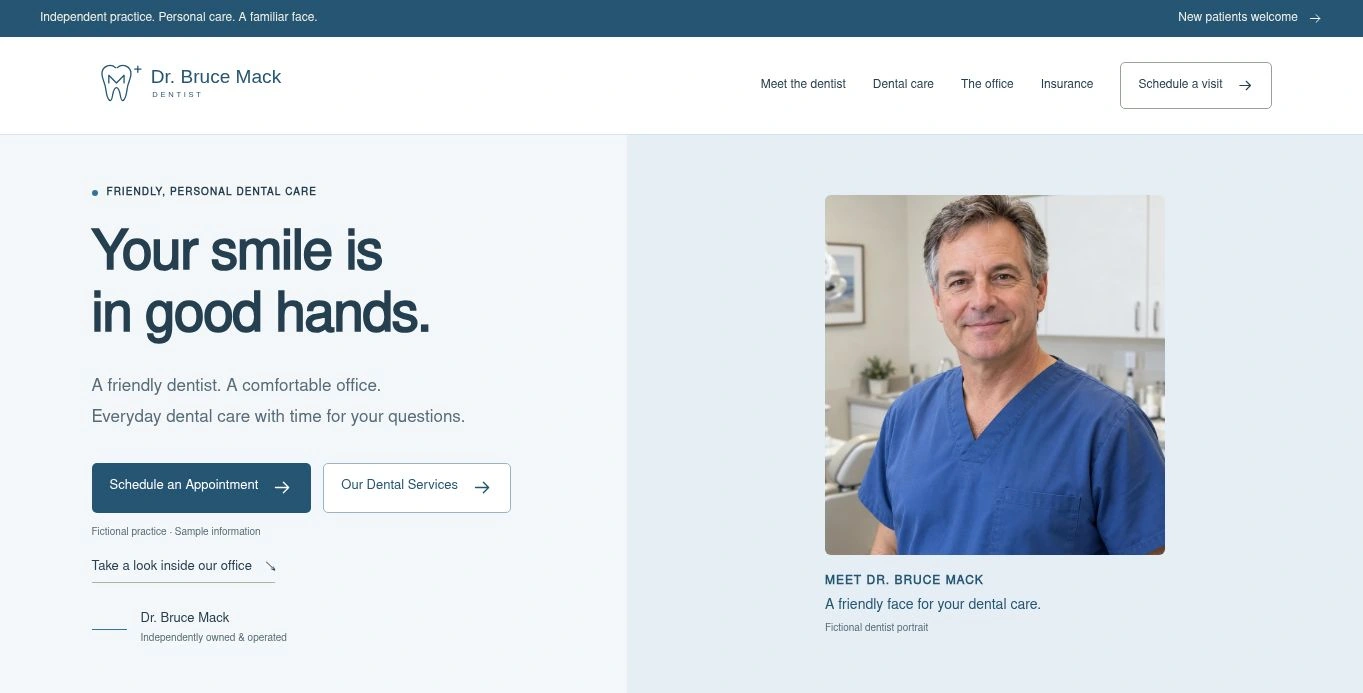 Dr. Bruce Mack - Dentist website preview