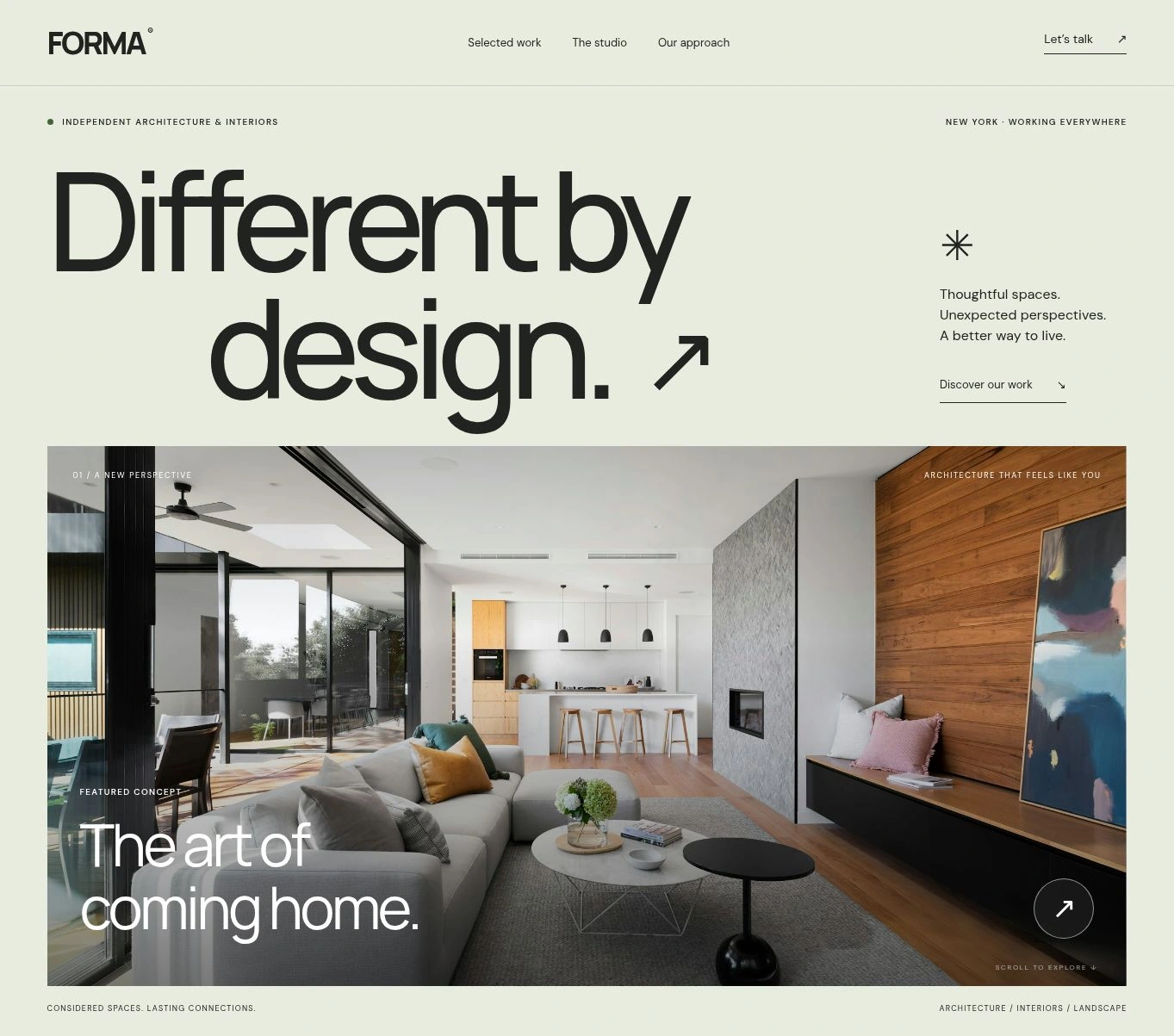 FORMA Architecture and Interiors website header and hero preview