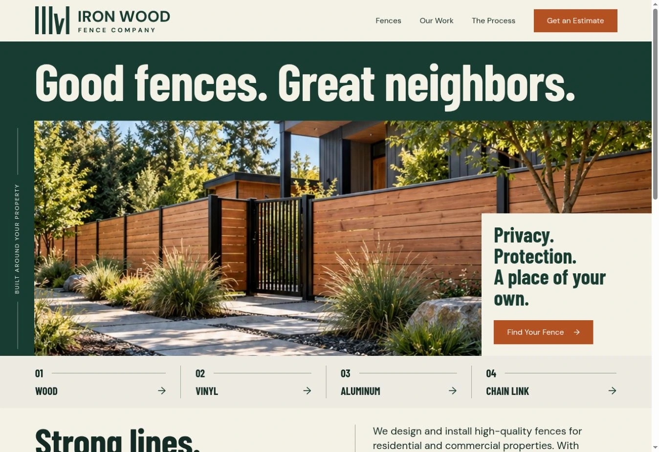 Iron Wood Fence Company website preview