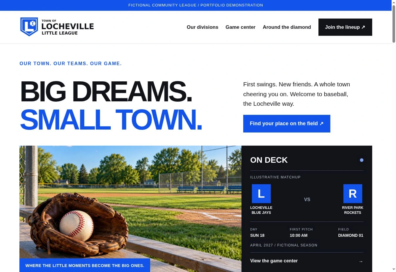 Town of Locheville Little League website preview