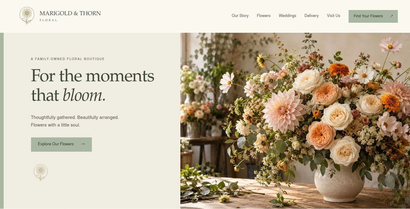 Marigold & Thorn Floral website preview