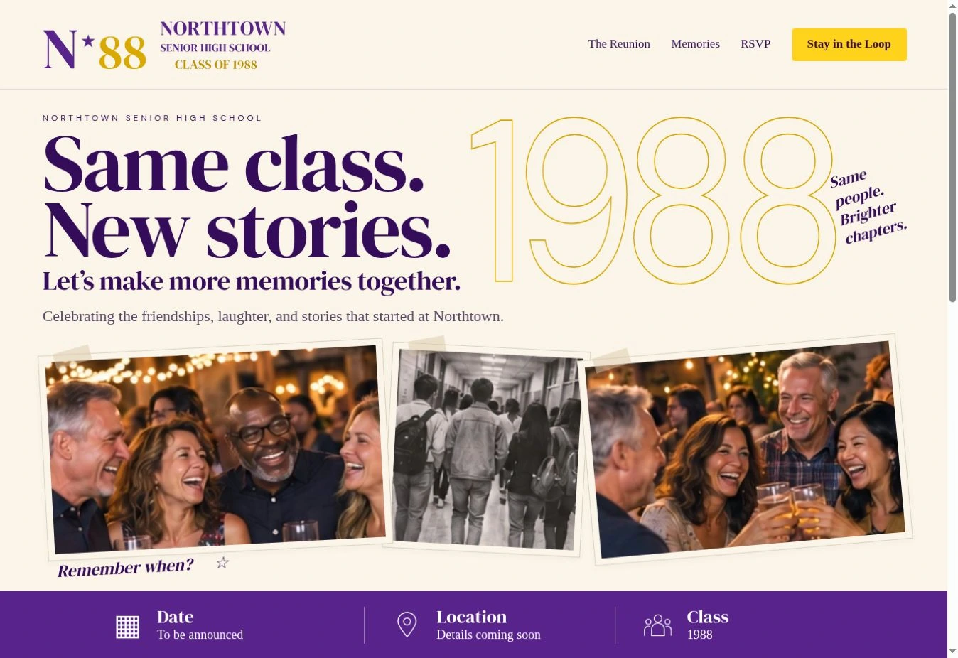 Northtown Class of 1988 Reunion website preview