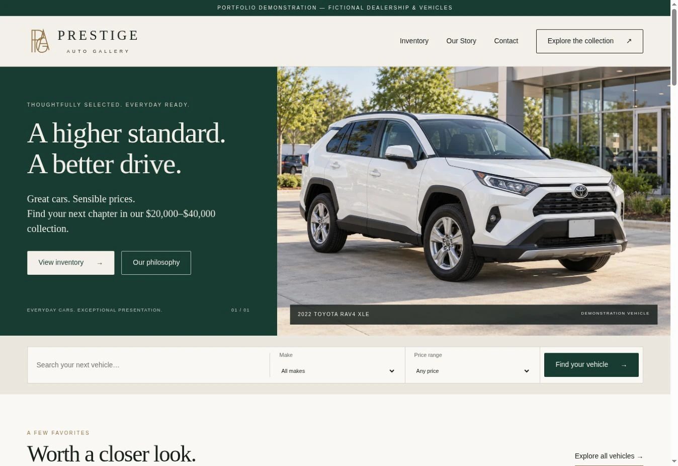 Prestige Auto Gallery website preview