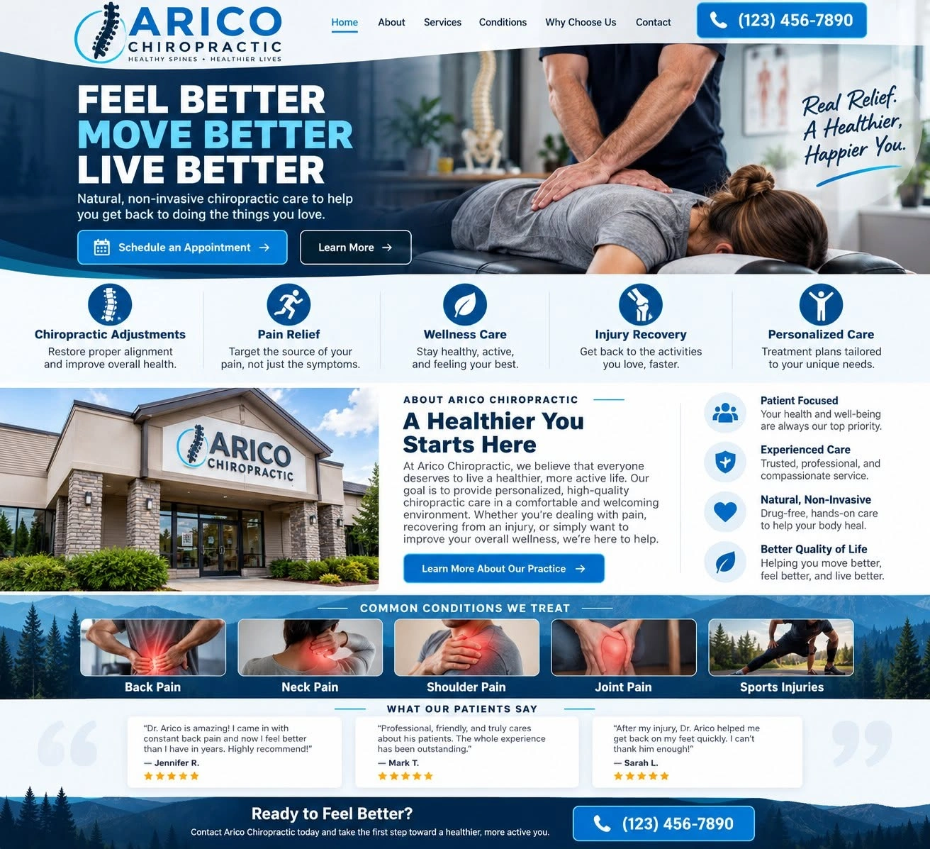 Arico Chiropractic website