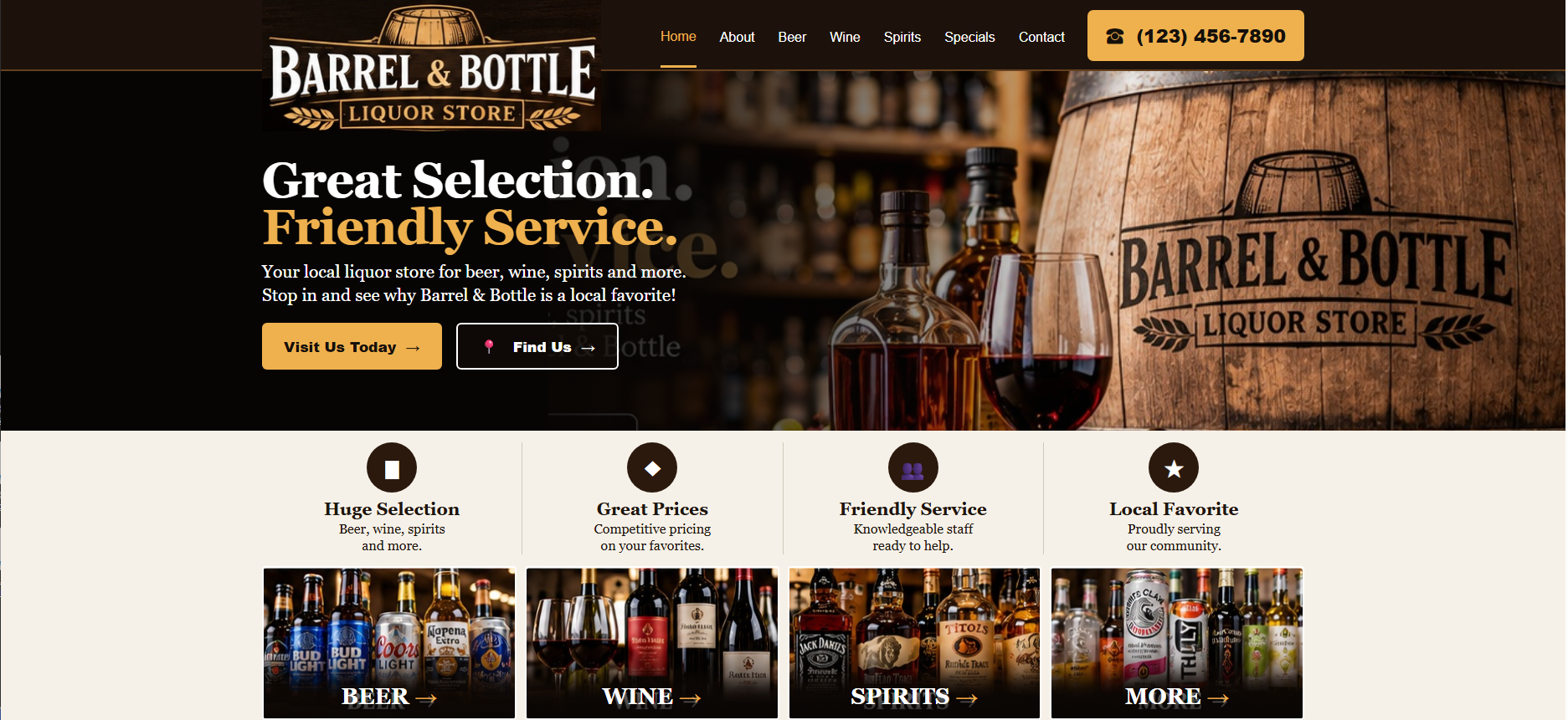 Barrel and Bottle Liquor Store website