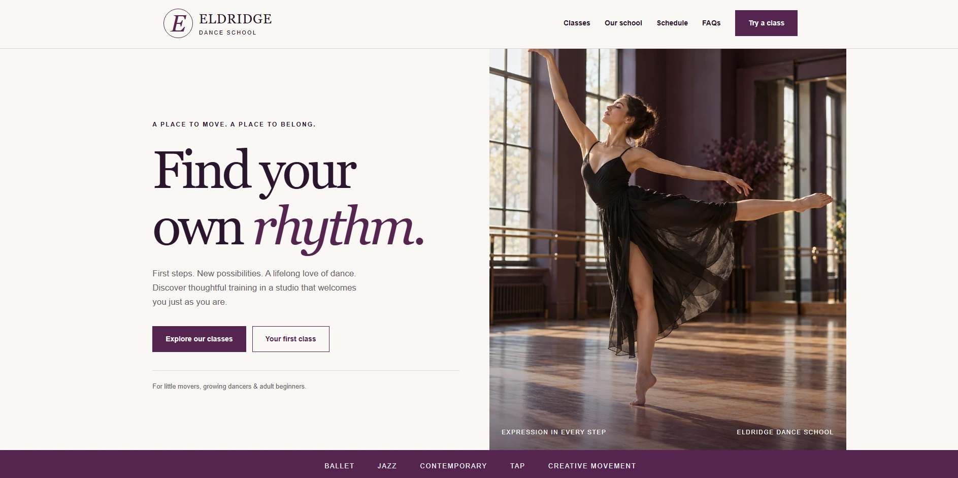 Eldridge Dance School website preview