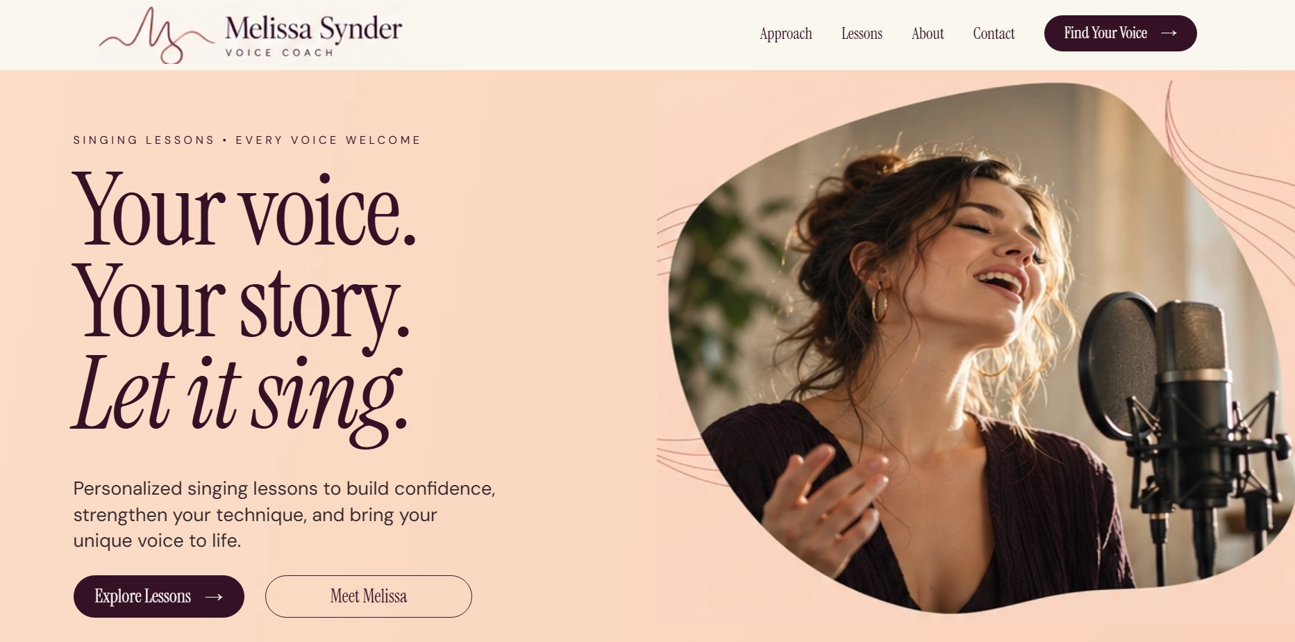 Melissa Synder Voice Coach website preview