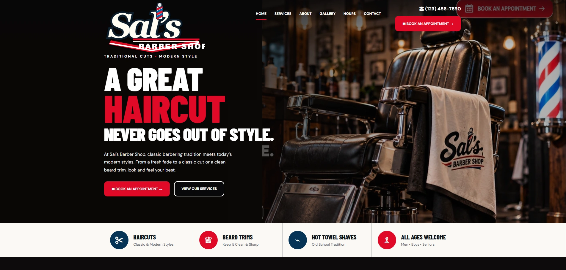 Sal's Barber Shop website preview