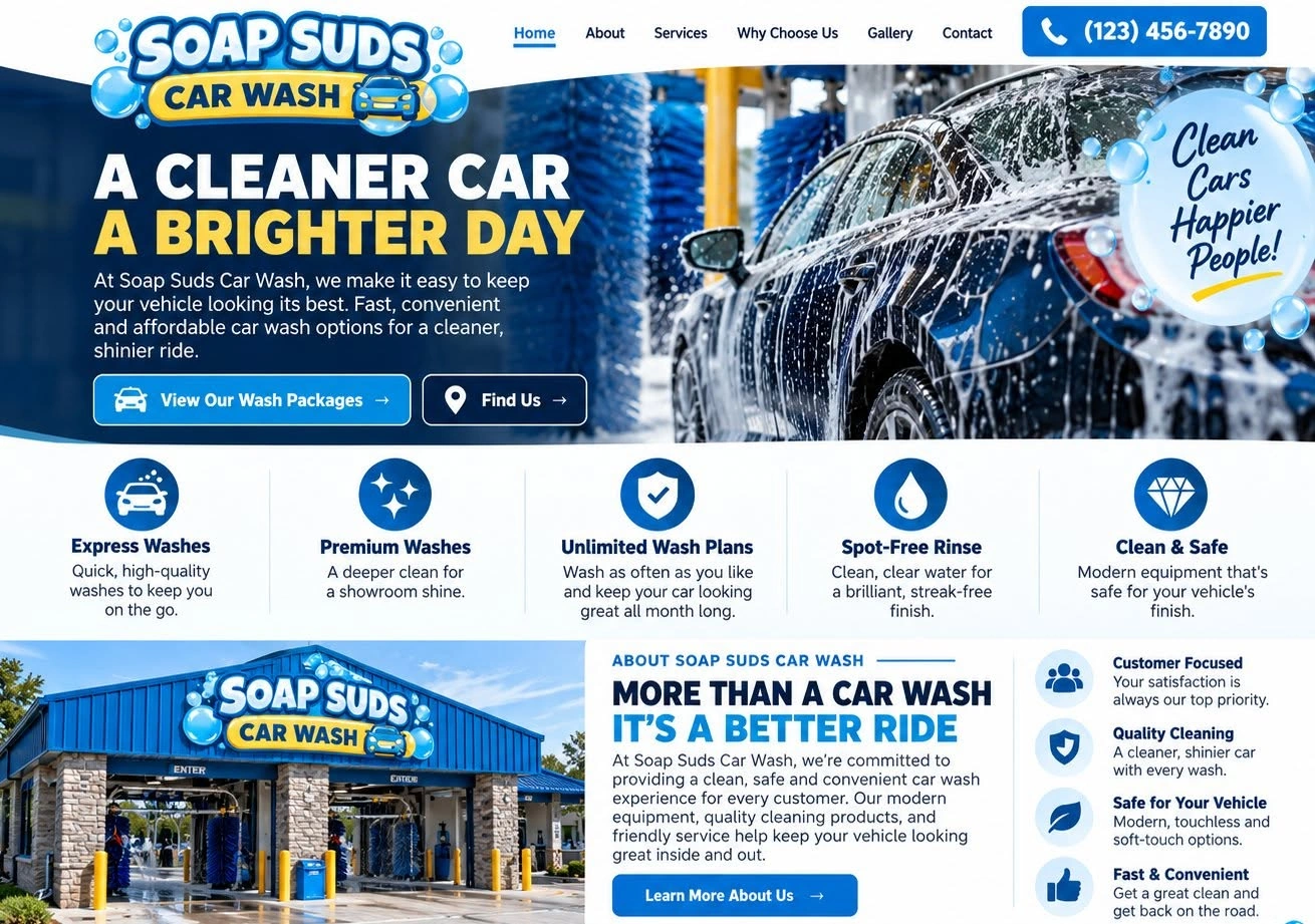 Soap Suds Car Wash website